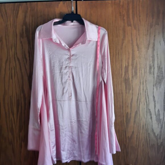 NEW ! Layner Women Pure Linen Bouse Loose Wild Pink Sz M - Picture 1 of 8